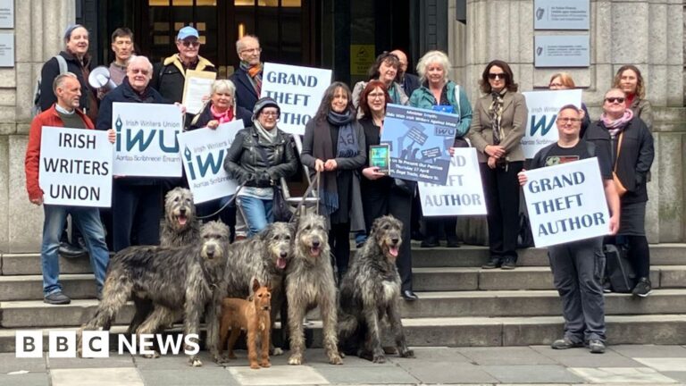 Irish wolfhounds join writer’s protest