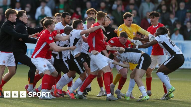 Irish Premiership: Eight suspensions handed out after Larne-Glentoran brawl