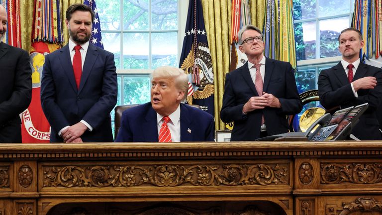 Trump’s big reveal of trade deal with UK was awkward spectacle | US News