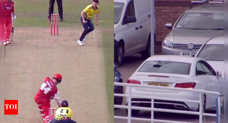 Watch: Car rear window smashed by six during Durham vs Lancashire | Cricket News