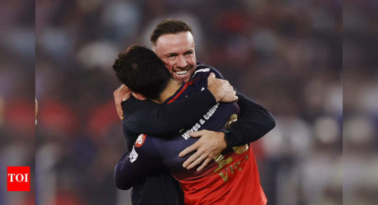 ‘Equally yours, biscotti’: Virat Kohli shares IPL trophy with AB de Villiers after RCB’s historic win | Cricket News