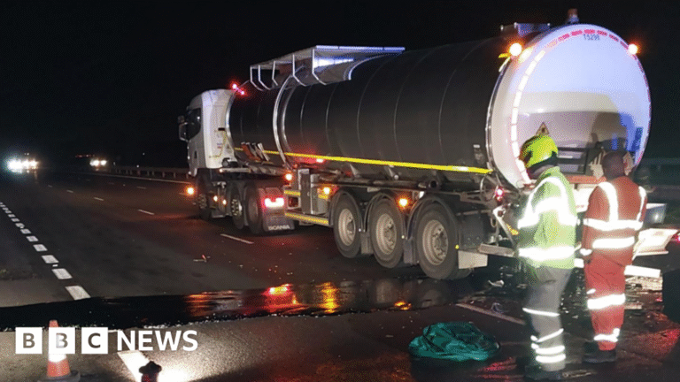 M40 southbound shut Oxford-Watlington after van and tanker crash
