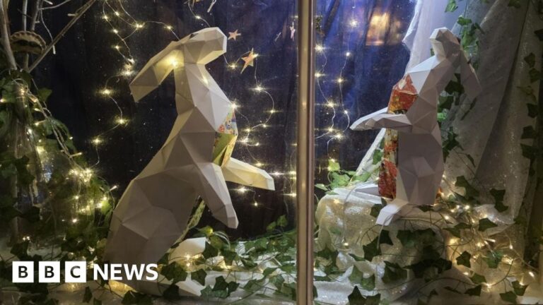 Calstock Advent windows light village up for Christmas