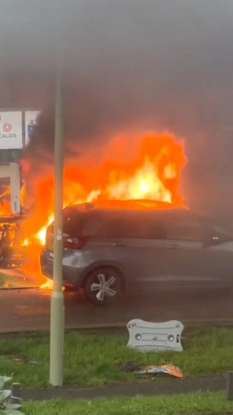 Fire engulfs petrol station as man arrested